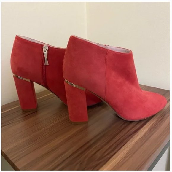 Kate Spade darota red suede ankle bootie boots heels size 6.5 nwot - Picture 2 of 5